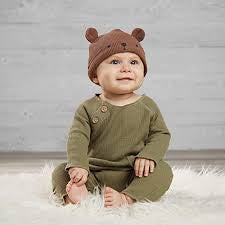 Mudpie Bear Waffle Knit & Hat Set