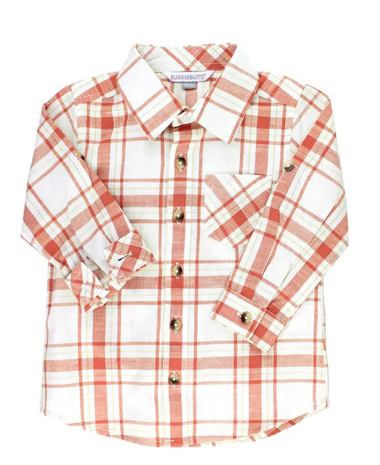RuggedButts Burnt Sienna Plaid Button Down Shirt