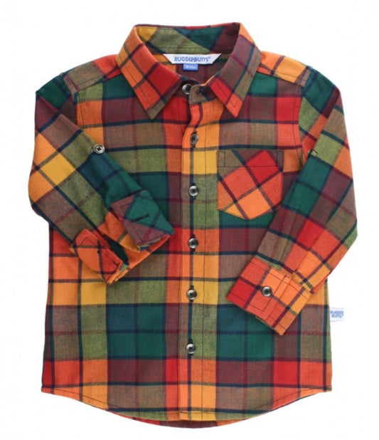 RuggedButts Autumn Rainbow Plaid Button Down Shirt