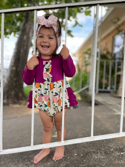 Millie Jay Pumpkin Floral L/S Ruffle Bubble