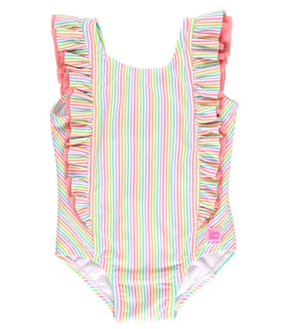 RuffleButts Rainbow Seersucker Seersucker Waterfall One Piece