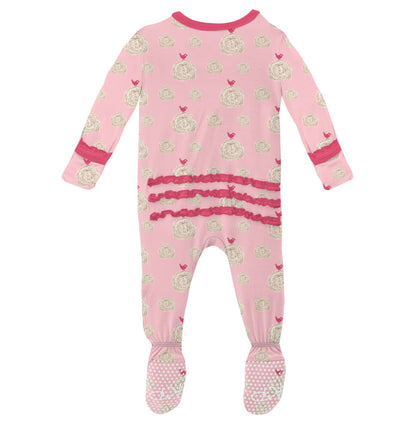 Kickee Pants Lotus Hay Bales Muffin Ruffle Footie with Zipper