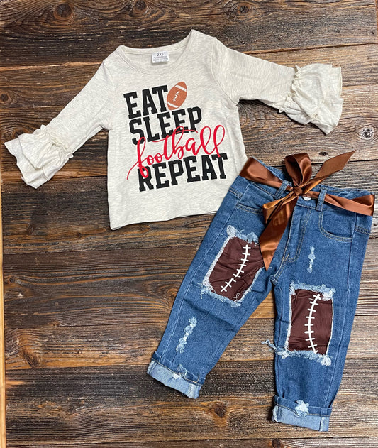 Eat - Sleep - Football Repeat Denim Set