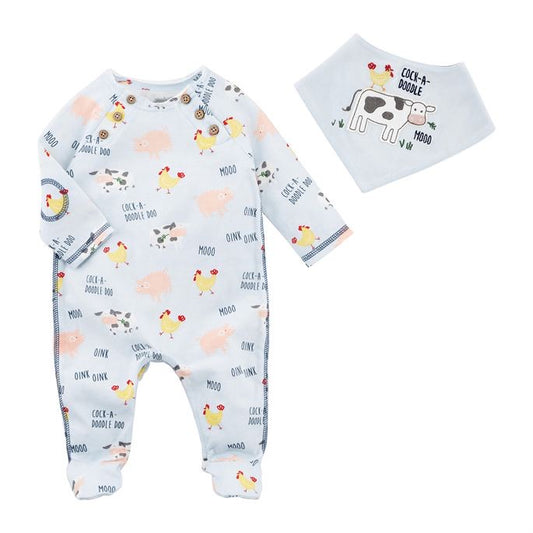 Mudpie Boy Cow Sleeper + Bib