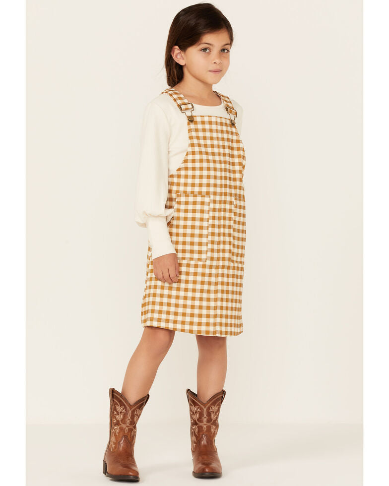 Hayden Mustard Checkered Overall Dress 4303