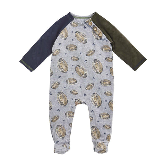 Mudpie Vintage Football Raglan Sleeper