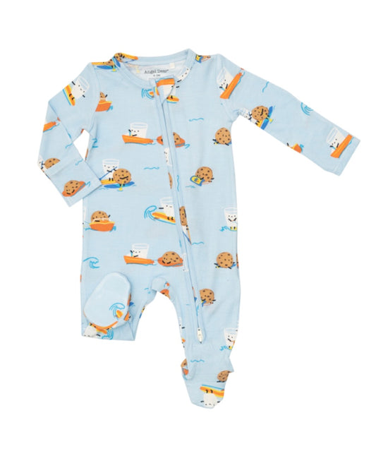 Angel Dear Surfs Up Milk & Cookies 2-Way Zipper Footie