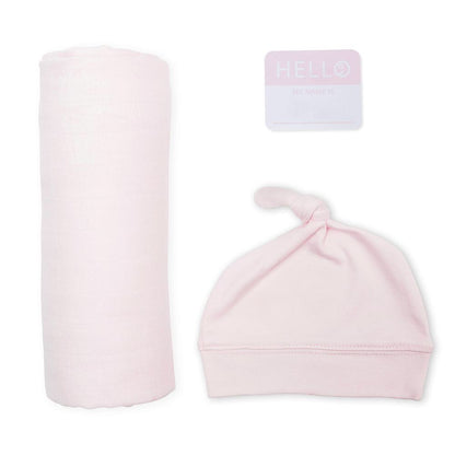 Hello World Hat, Swaddle & Sticker Set