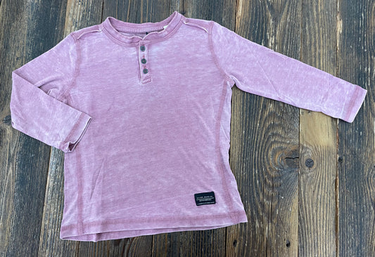 Burgundy Acid Wash Long Sleeve Henley
