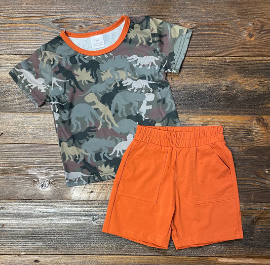 Orange + Dino Short Set
