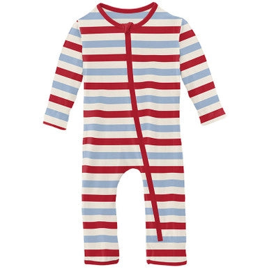 Kickee Pants Anniversary Balloon Stripe Coverall with Zipper