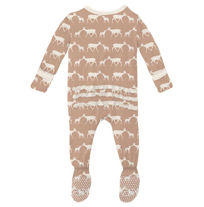 Kickee Pants Doe and Fawn Muffin Ruffle Footie with Zipper