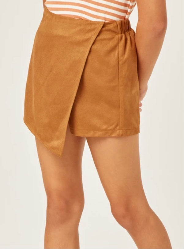 Hayden Camel Suede Skort 4212