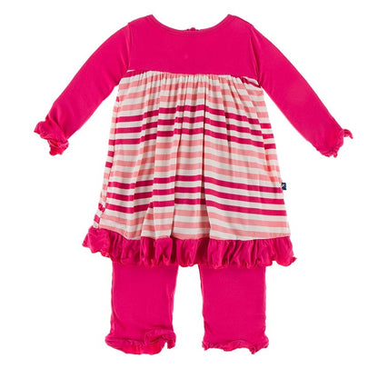 Kickee Pants Forest Fruit Stripe Print Long Sleeve Dress Romper
