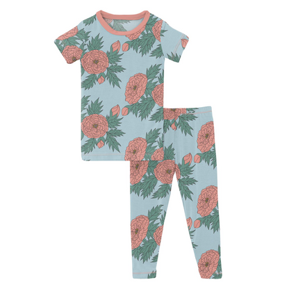 Kickee Pants Spring Sky Floral Short Sleeve PJ Set