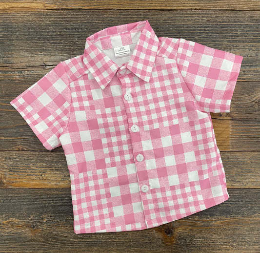Pink Gingham Button Down