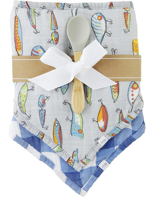 Mudpie Muslin Bandana Bib Set With Spoon