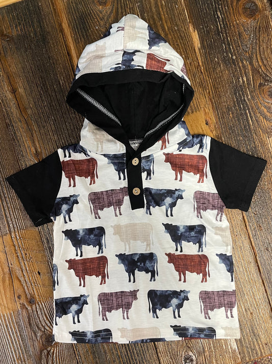 Cow Hooded Top