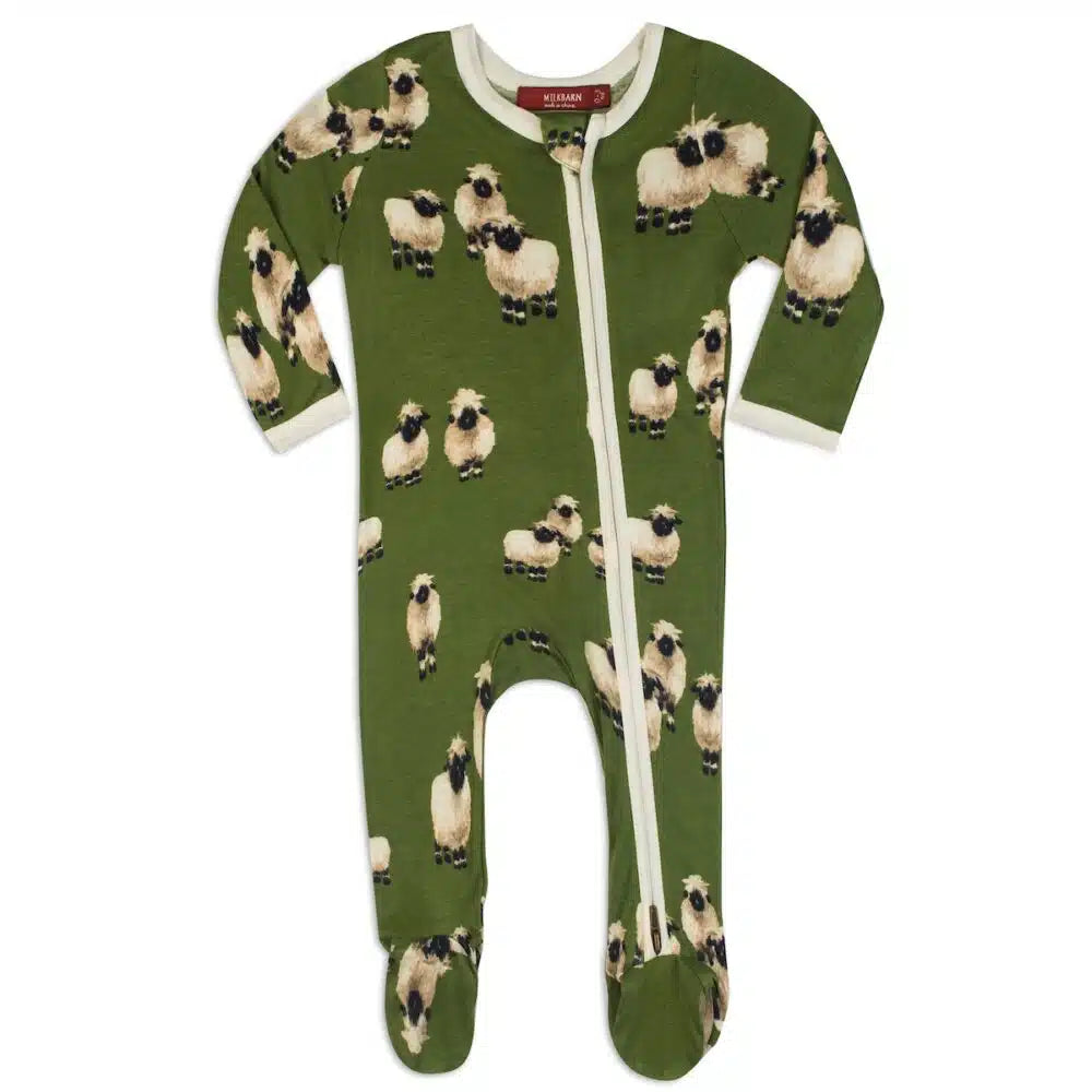 Milkbarn Valais Sheep Bamboo Zipper Footed Romper