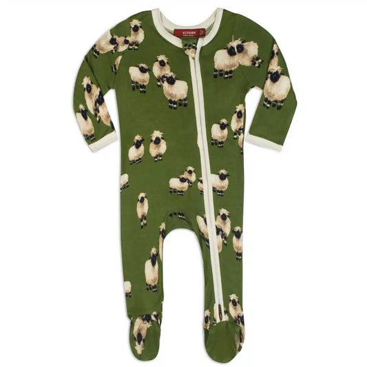 Milkbarn Valais Sheep Bamboo Zipper Footed Romper