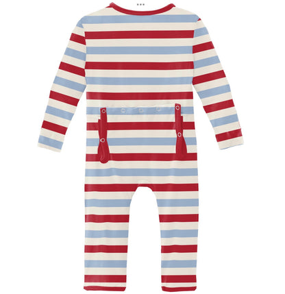 Kickee Pants Anniversary Ballon Stripe Coverall with Zipper