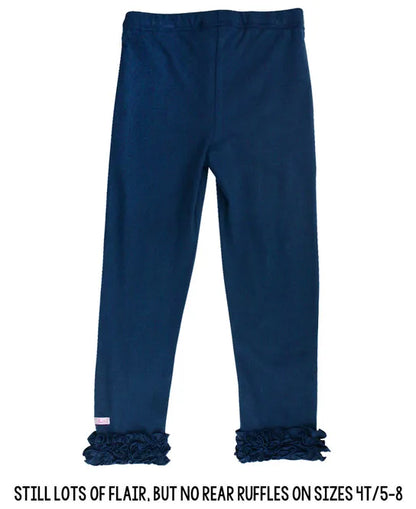RuffleButts Navy Ruffled Leggings