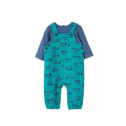 Little Me Teal Trucks Overall Set