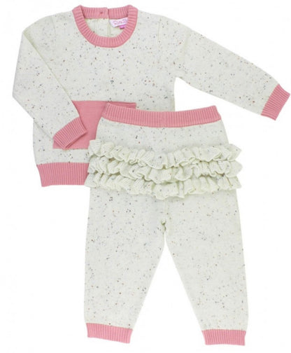 RuffleButts Confetti Sweater Knit Jogger Set