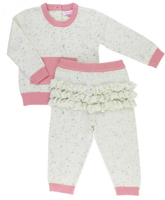 RuffleButts Confetti Sweater Knit Jogger Set