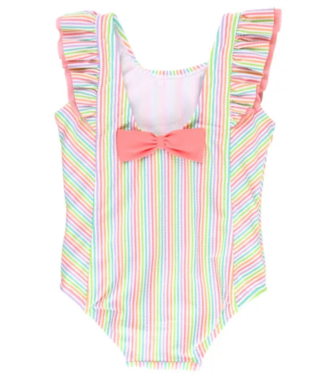 RuffleButts Rainbow Seersucker Seersucker Waterfall One Piece