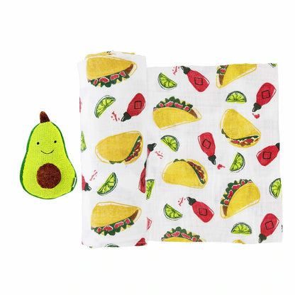 Mudpie Swaddle & Rattle Set