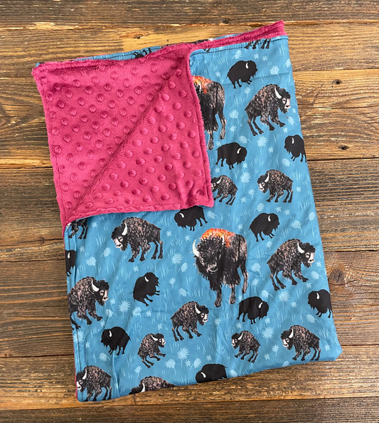 Blue Bison Minky Blanket