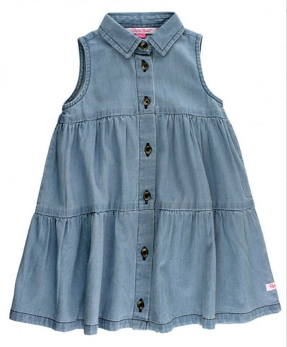 RuffleButts Denim Tiered Dress