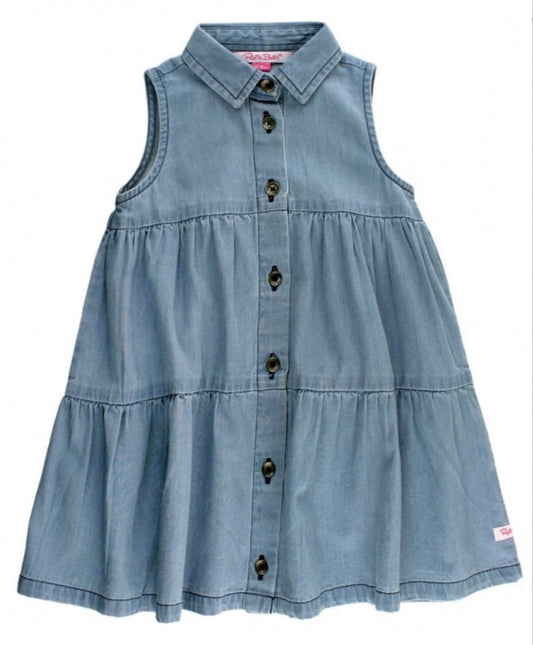 RuffleButts Denim Tiered Dress