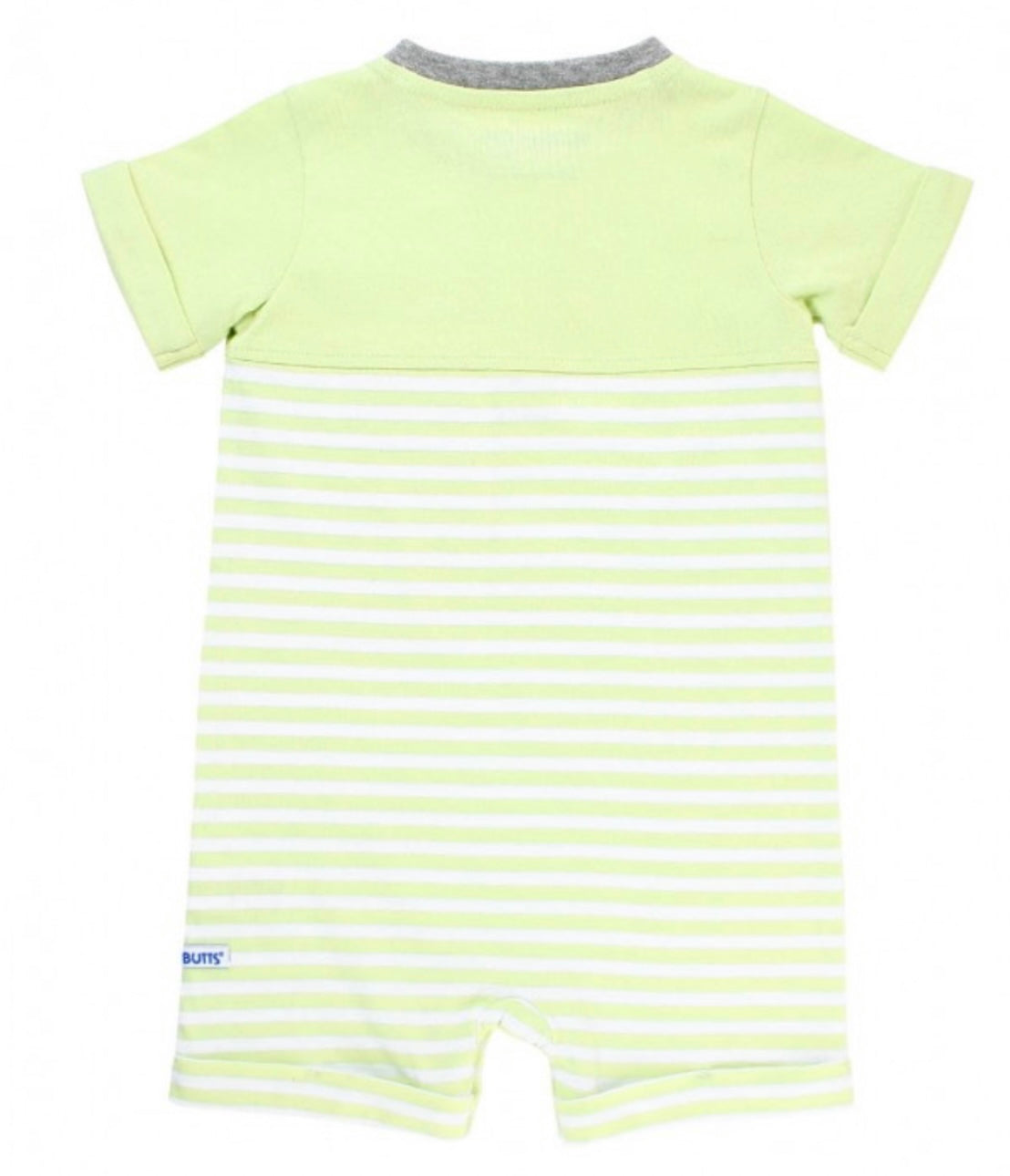 RuggedButts Lime Zest Stripe Henley Romper
