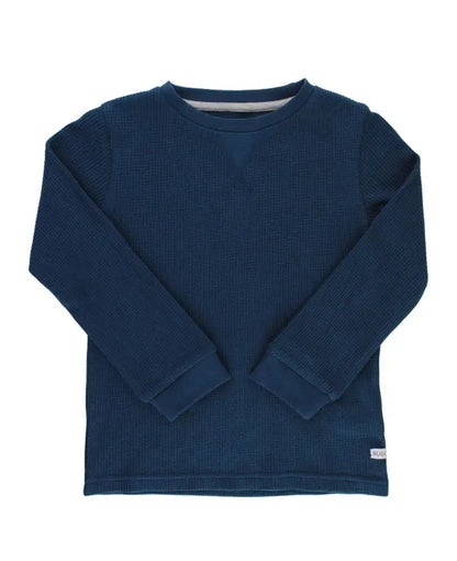 RuggedButts Navy Waffle Knit Crew Neck Shirt