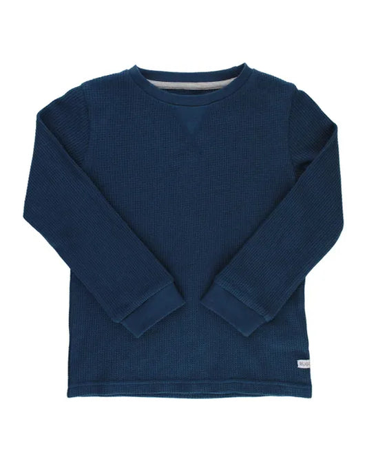RuggedButts Navy Waffle Knit Crew Neck Shirt