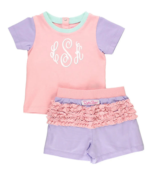 RuffleButts Pink Short Sleeve Ruffled Play Set