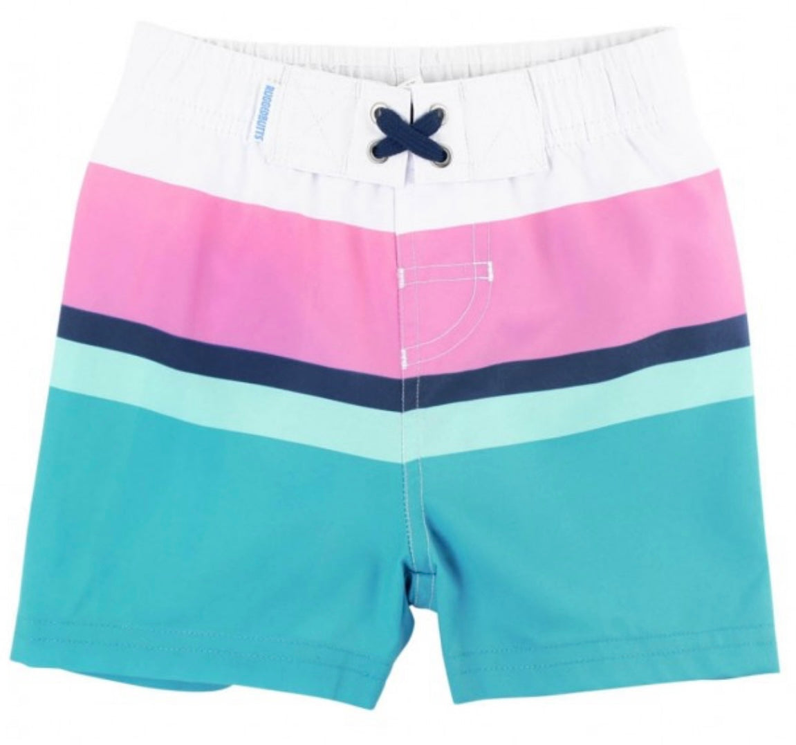 RuggedButts Aqua Color Block Swim Trunks *