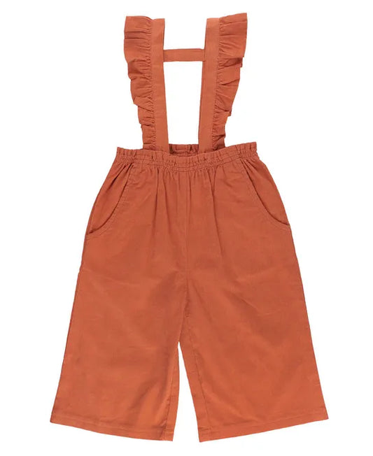 RuffleButts Burnt Sienna Ruffle Strap Wide leg Pant