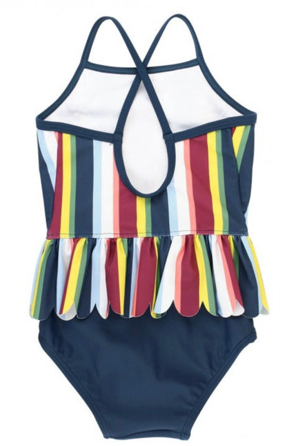 RuffleButt Sunset Stripe Scallop Peplum One piece