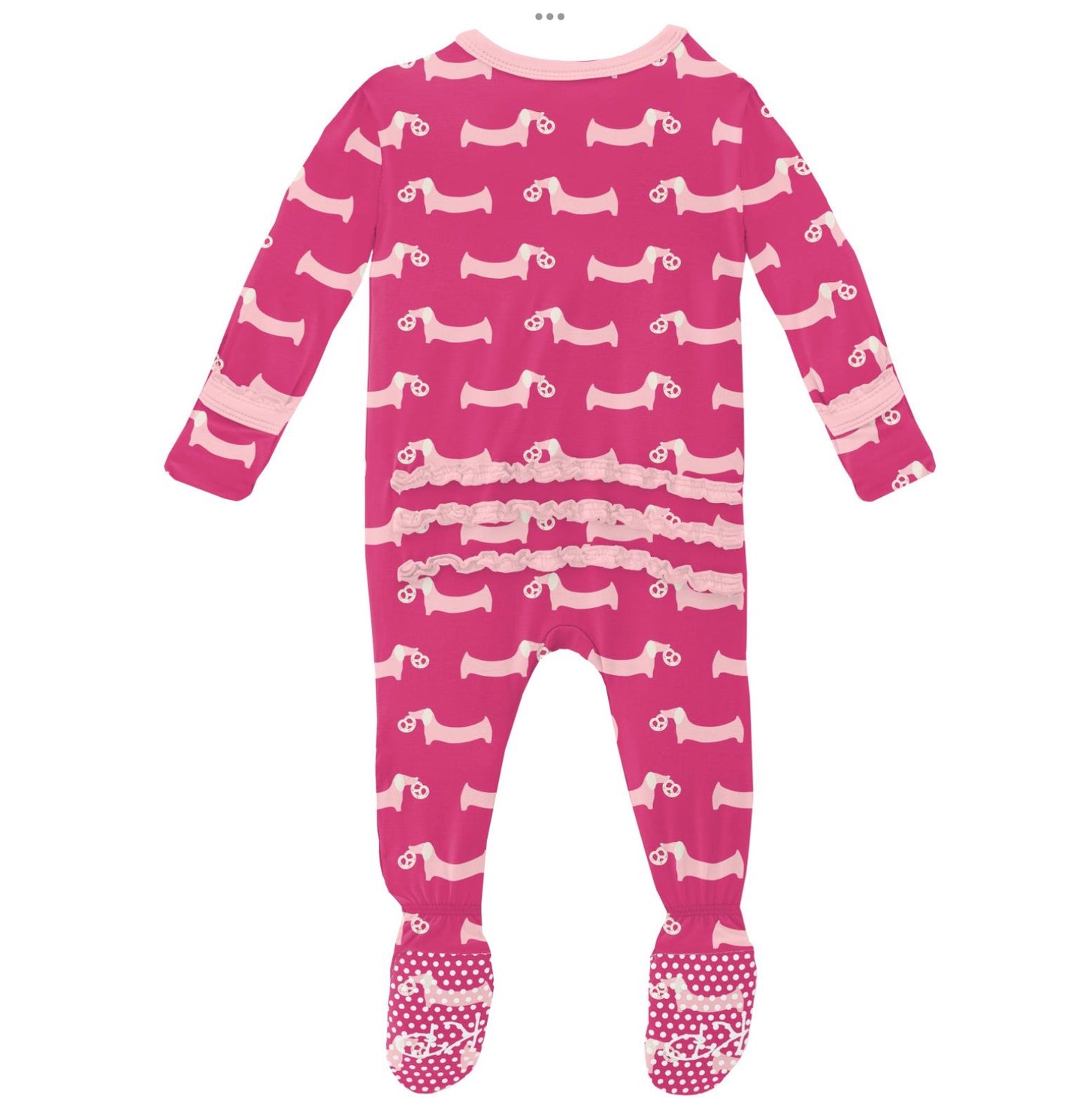Kickee Pants Calypso Pretzel Pup Muffin Ruffle Footie with Zipper