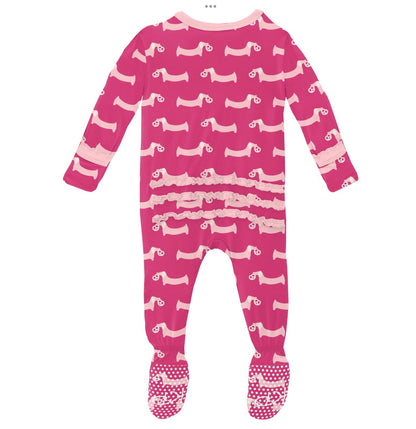 Kickee Pants Calypso Pretzel Pup Muffin Ruffle Footie with Zipper