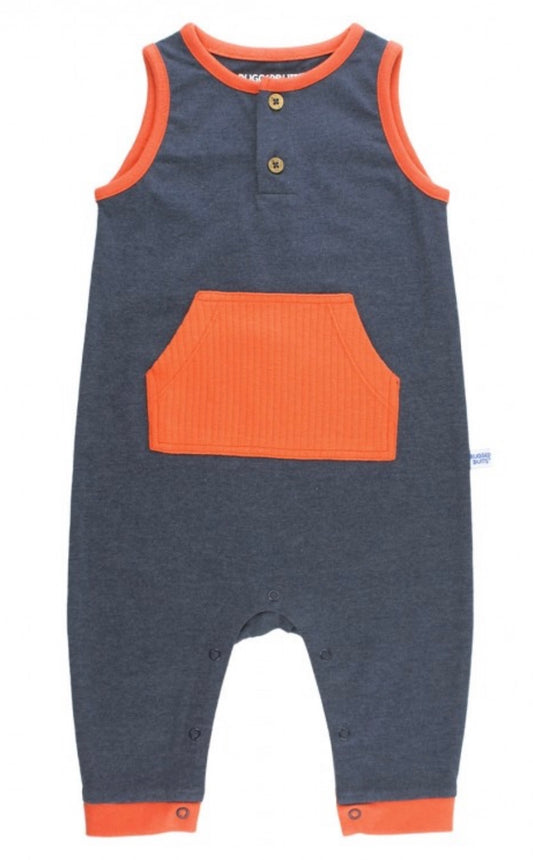 RuggedButts Heather Navy Pocket Romper
