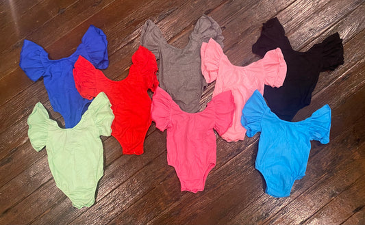 Solid Ruffle Sleeve Onesies