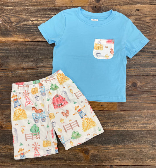 Baby Blue Farm Short Set