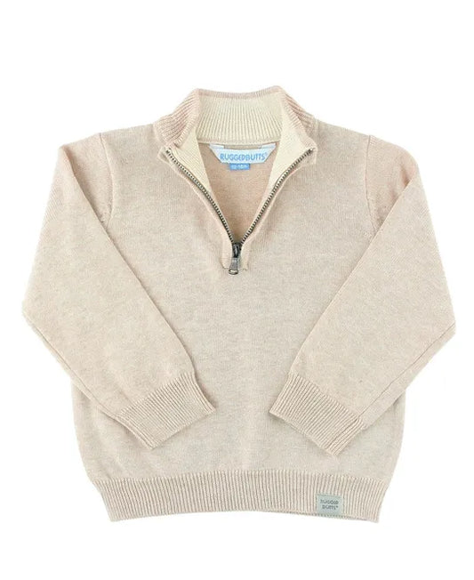 RuggedButts Heather Oatmeal Quarter Zip Sweater