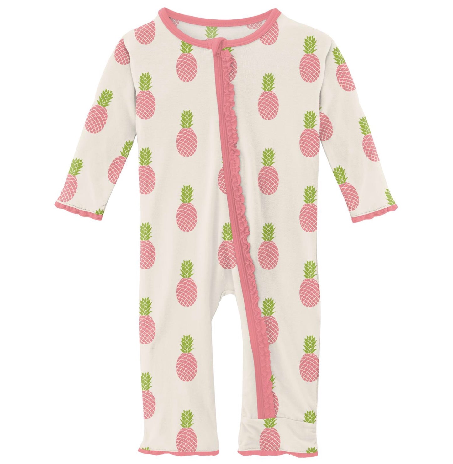 Kickee Pants Strawberry Pineapples Muffin Ruffle Coverall with Zipper