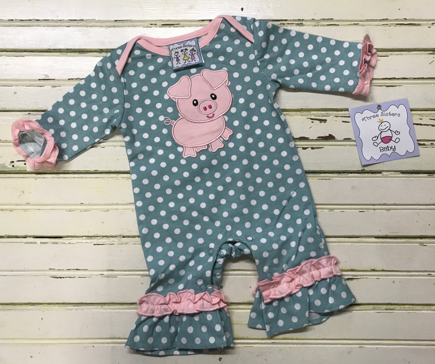 Three Sisters Pig Applique Romper