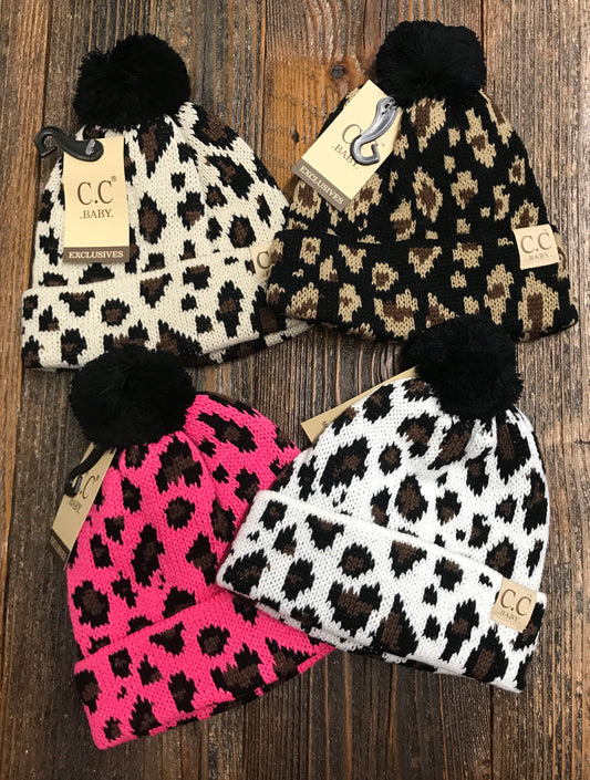 C.C. Infant Single Pom Leopard Beanie